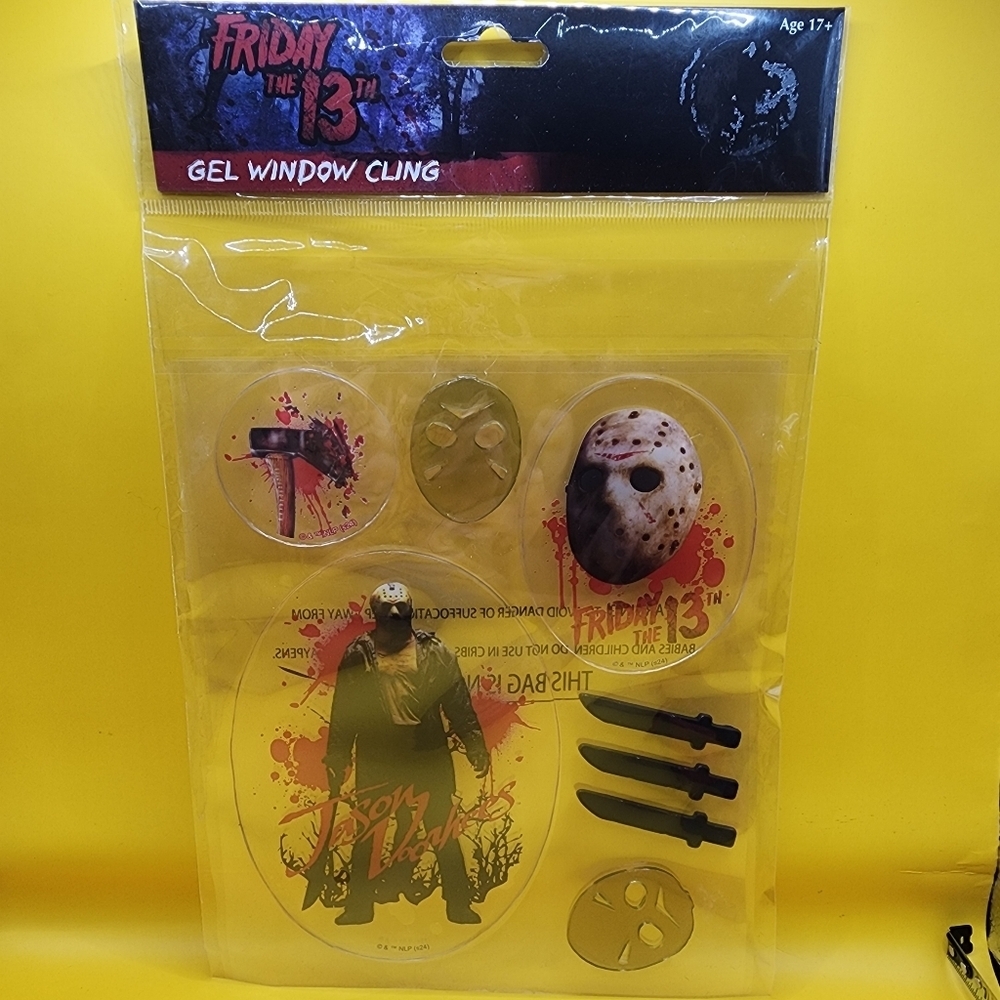 New Friday The 13th Window Gel Clings Jason Vorhees Halloween Decor Horror
